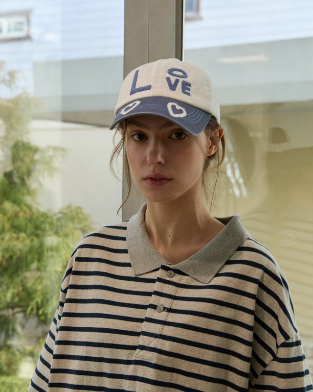 【バーンストア】ooowl / CAP LOVE AND HEART WHITE BLUE
