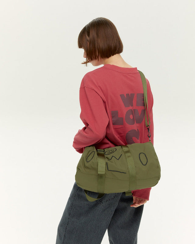 【バーンストア】ooowl / NYLON DUFFLE BAG BIG WE LOVE KHAKI