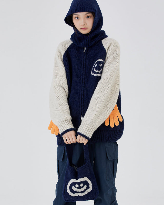 【バーンストア】ooowl / KNIT BAG FLAT LOVE NAVY