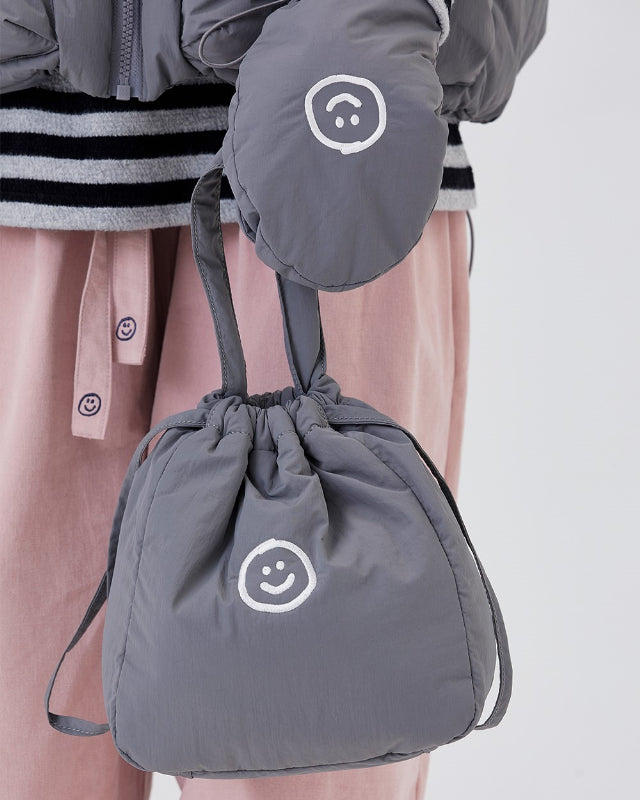 【バーンストア】ooowl / PADDING BUCKET BAG HAPPY LOVE GREY