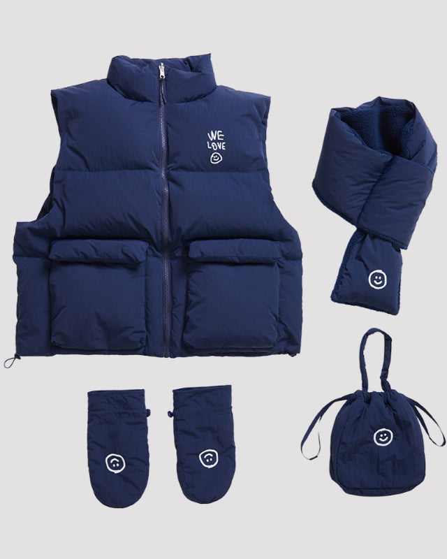 【バーンストア】ooowl / PADDING BUCKET BAG HAPPY LOVE NAVY