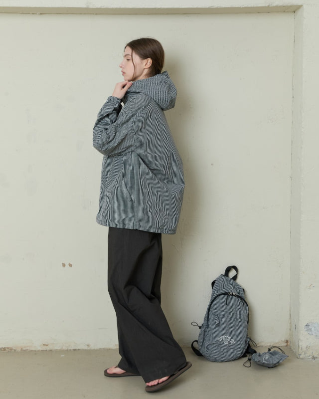 【バーンストア】ooowl / HOOD WINDBREAKER WE LOVE BLACK CHECK