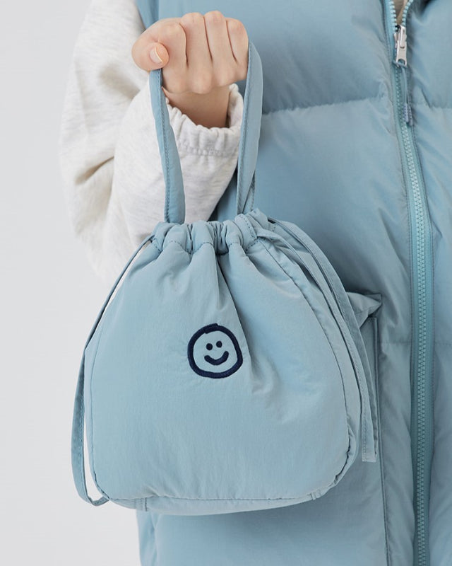 【バーンストア】ooowl / PADDING BUCKET BAG HAPPY LOVE BULUE