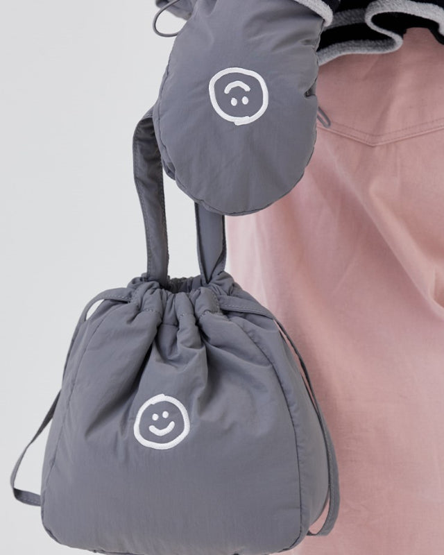 【バーンストア】ooowl / PADDING BUCKET BAG HAPPY LOVE GREY