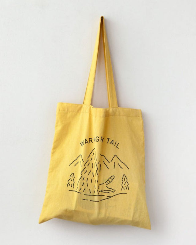 【バーンストア】WARMGREY TAIL / LOGO BAG - CUSTARD YELLOW ファブリックバッグ