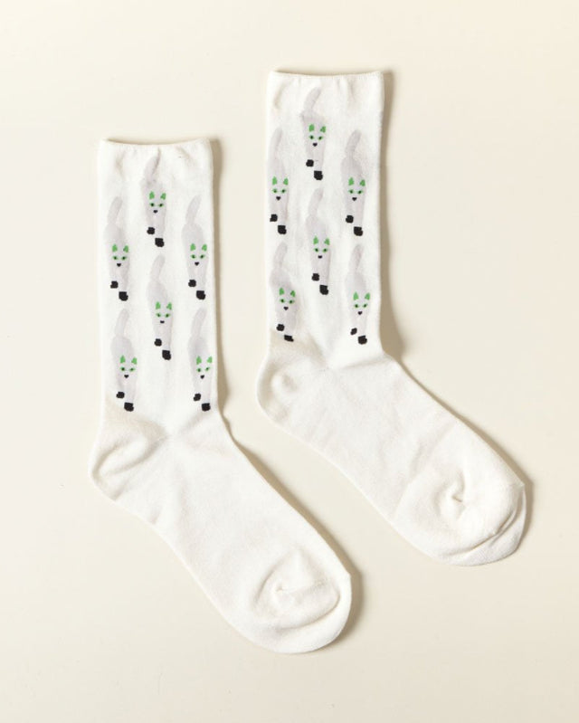 WARMGREY TAIL(ウォームグレーテール)/ CAT COMING SOCKS - WHITE【バーンストア】