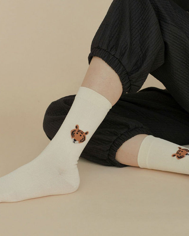 WARMGREY TAIL(ウォームグレーテール)/ MEET TIGER SOCKS - IVORY【バーンストア】