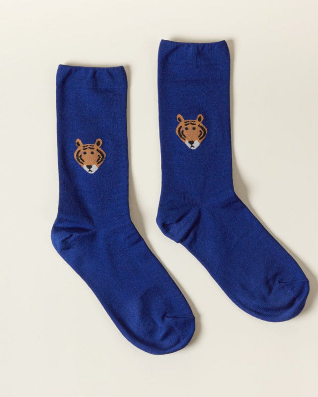 WARMGREY TAIL(ウォームグレーテール)/ MEET TIGER SOCKS - BLUE【バーンストア】