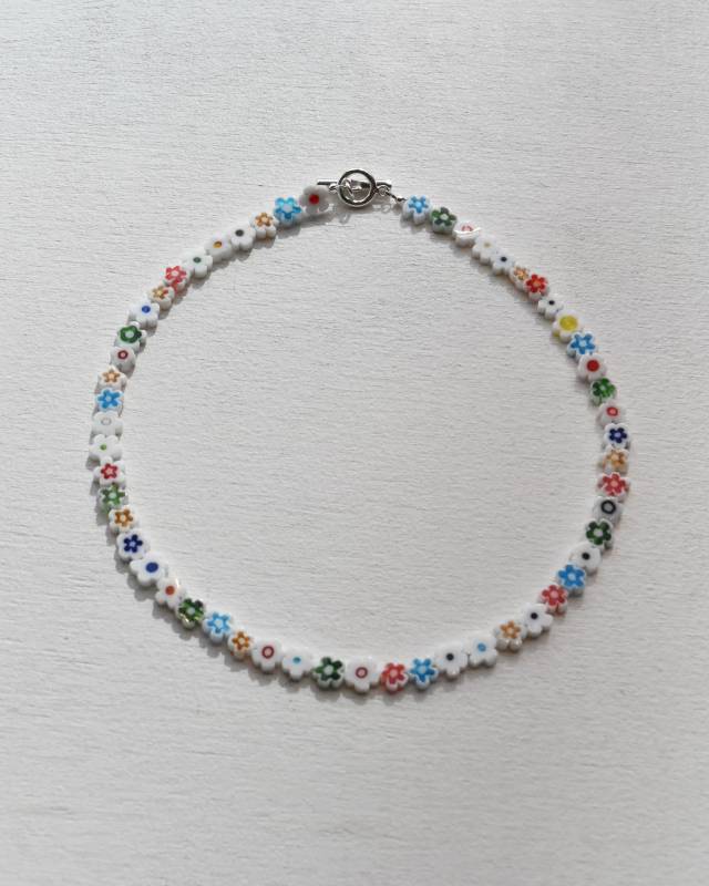 ROSETTAPRAYER(ロゼッタプレア) / MILLEFIORI FLOWER BEADS NECKLACE- WHITE MULTI FLOWER【バーンストア】