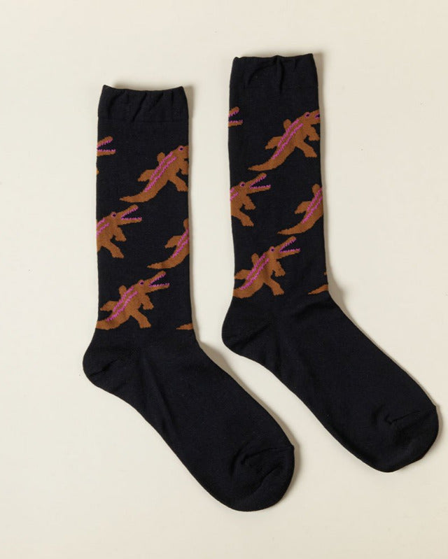 WARMGREY TAIL(ウォームグレーテール)/ CROCODILE SOCKS - BLACK【バーンストア】