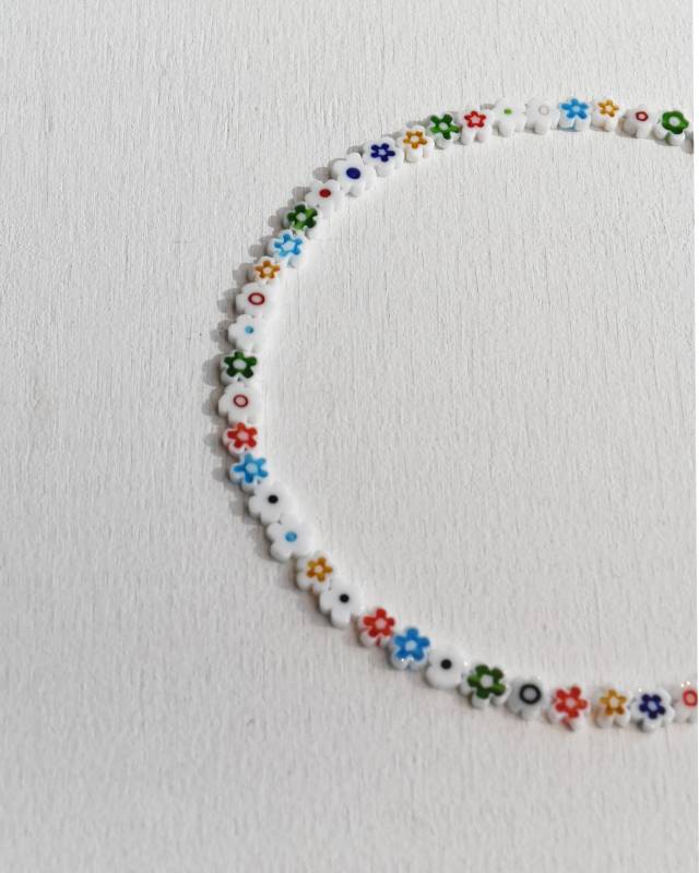ROSETTAPRAYER(ロゼッタプレア) / MILLEFIORI FLOWER BEADS NECKLACE- WHITE MULTI FLOWER【バーンストア】