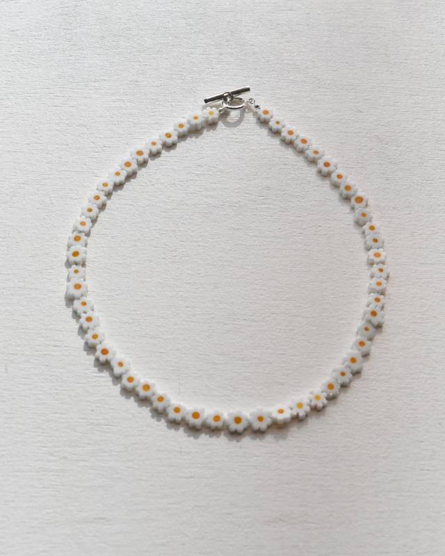 ROSETTAPRAYER(ロゼッタプレア) / MILLEFIORI FLOWER BEADS NECKLACE- WHITE FLOWER【バーンストア】