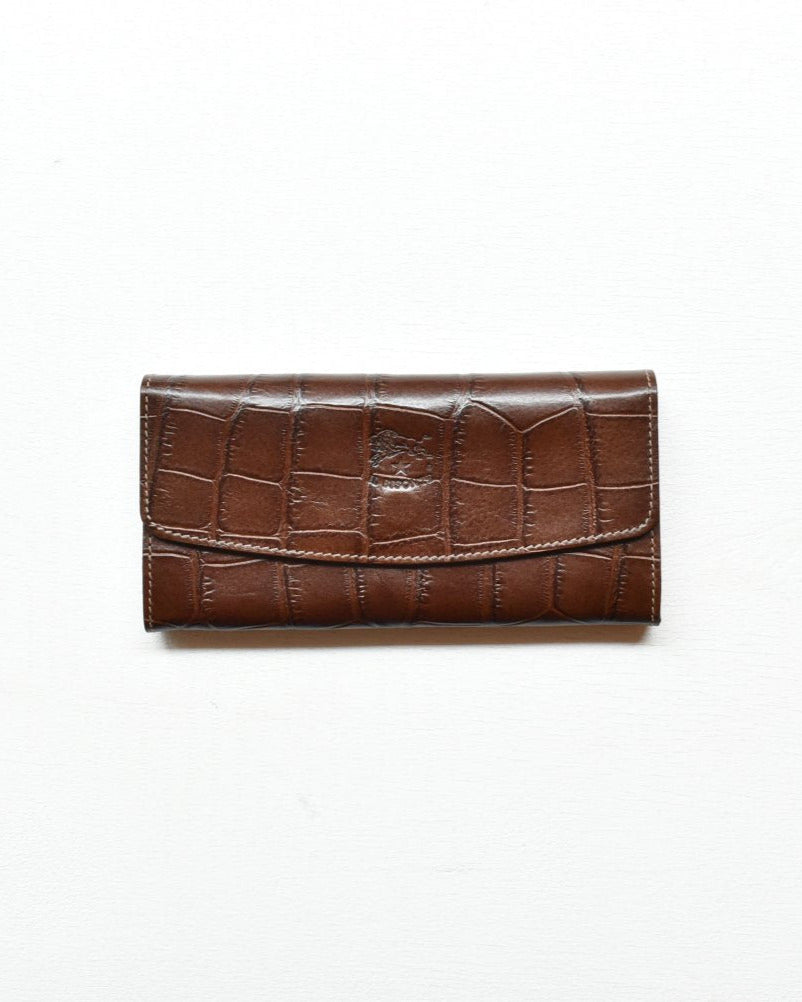 【イルビゾンテ】クロコエンボスドレザー ロングウォレット 54202313140