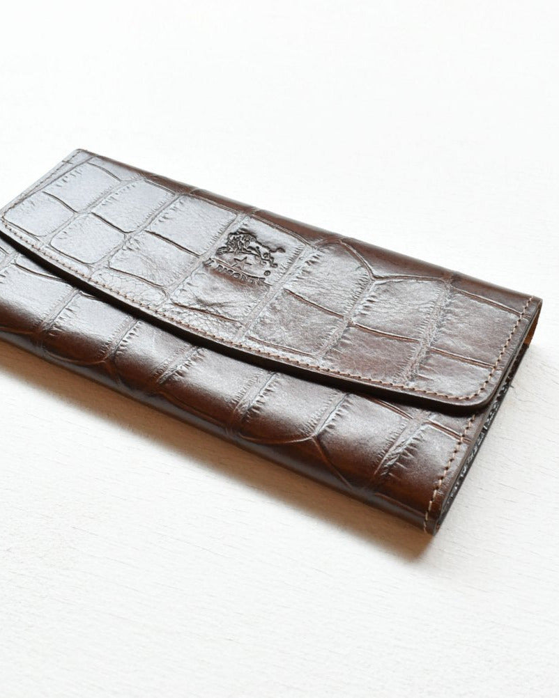 【イルビゾンテ】クロコエンボスドレザー ロングウォレット 54202313140