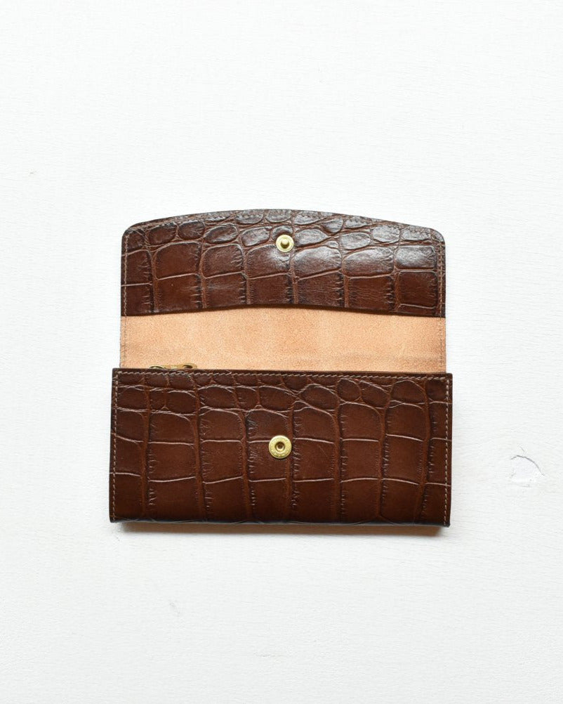 【イルビゾンテ】クロコエンボスドレザー ロングウォレット 54202313140