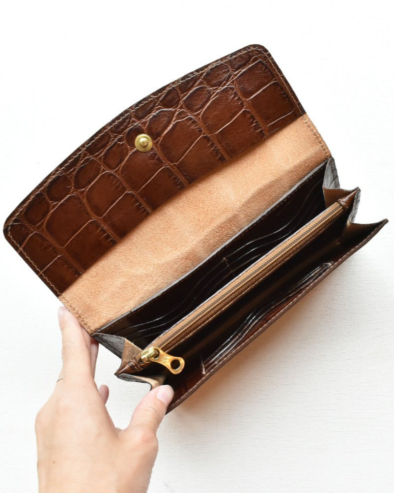 【イルビゾンテ】クロコエンボスドレザー ロングウォレット 54202313140