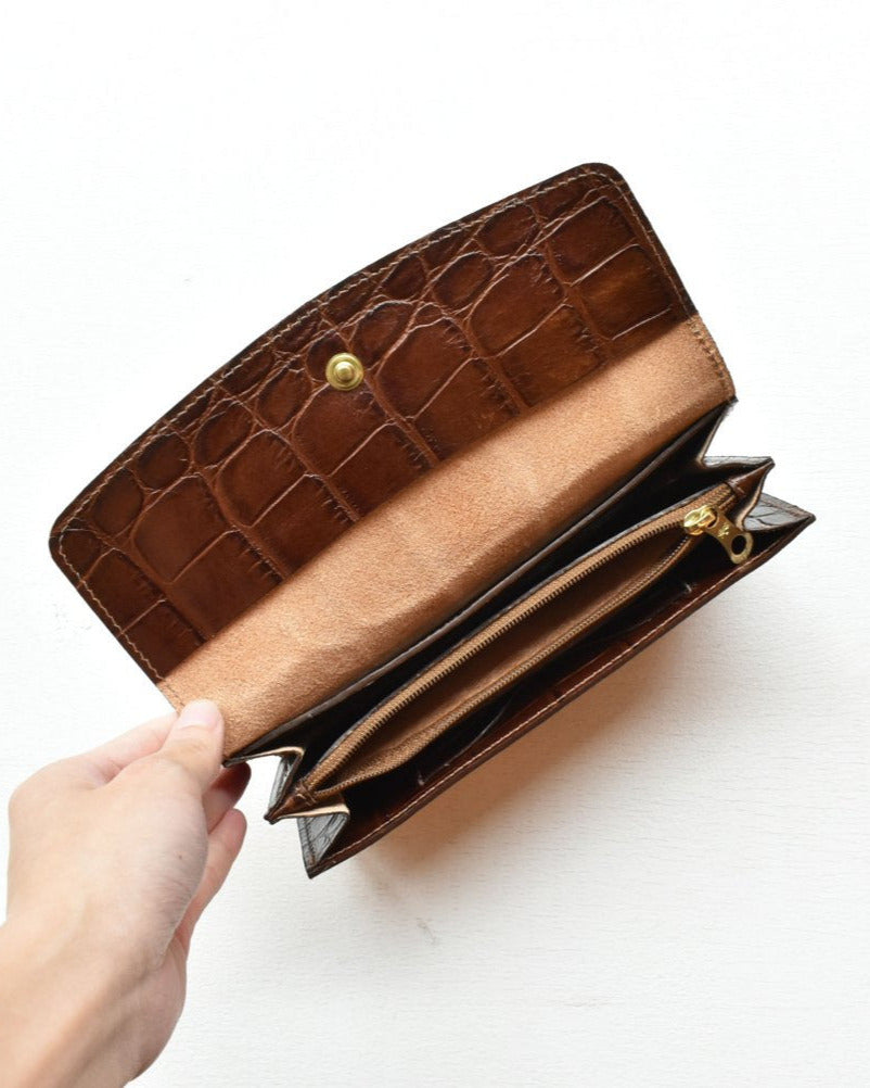【イルビゾンテ】クロコエンボスドレザー ロングウォレット 54202313140