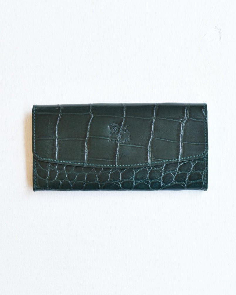 【イルビゾンテ】クロコエンボスドレザー ロングウォレット 54202313140
