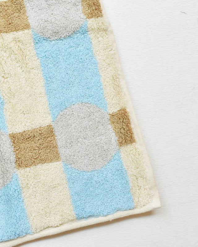 WARMGREY TAIL(ウォームグレーテール)/ DOT CHECK FACE TOWEL - GREY ON CREAM【バーンストア】