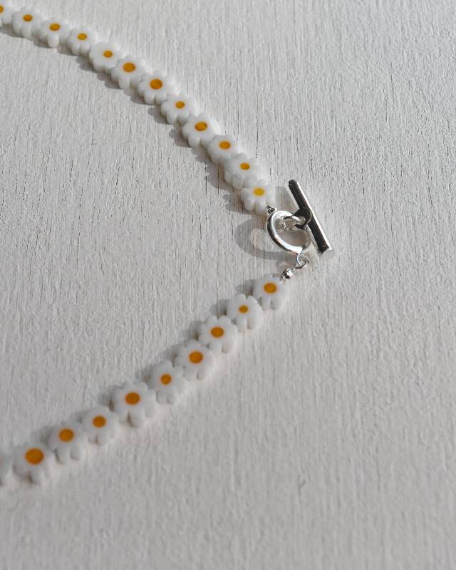 ROSETTAPRAYER(ロゼッタプレア) / MILLEFIORI FLOWER BEADS NECKLACE- WHITE FLOWER【バーンストア】