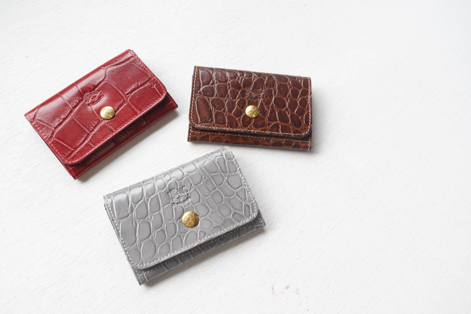 【イルビゾンテ】 クロコエンボスドレザー カードケース 54202309790