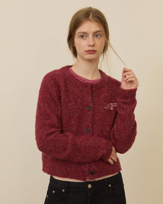 【バーンストア】ooowl / BOUCLE KNIT CARDIGAN BURGUNDY