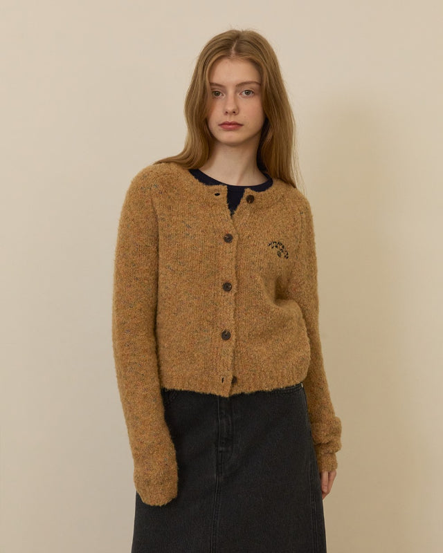 バーンストア】ooowl / BOUCLE KNIT CARDIGAN CAMEL