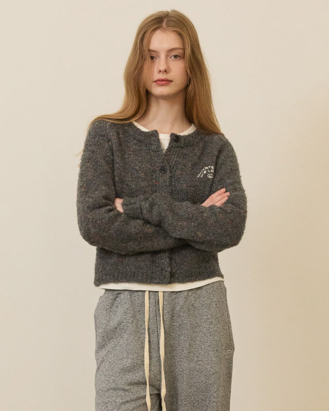 【バーンストア】ooowl / BOUCLE KNIT CARDIGAN CHARCOAL