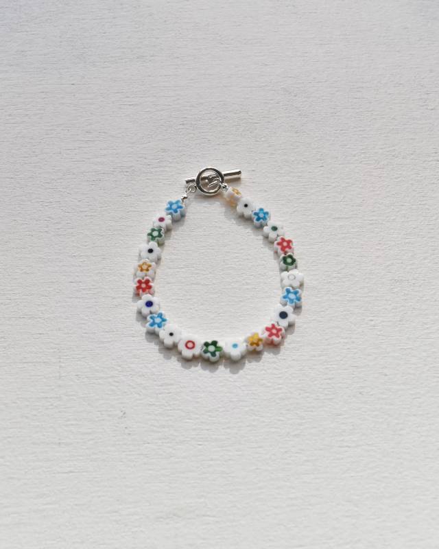 ROSETTAPRAYER(ロゼッタプレア) / MILLEFIORI FLOWER BEADS BRACELET- WHITE MULTI FLOWER【バーンストア】