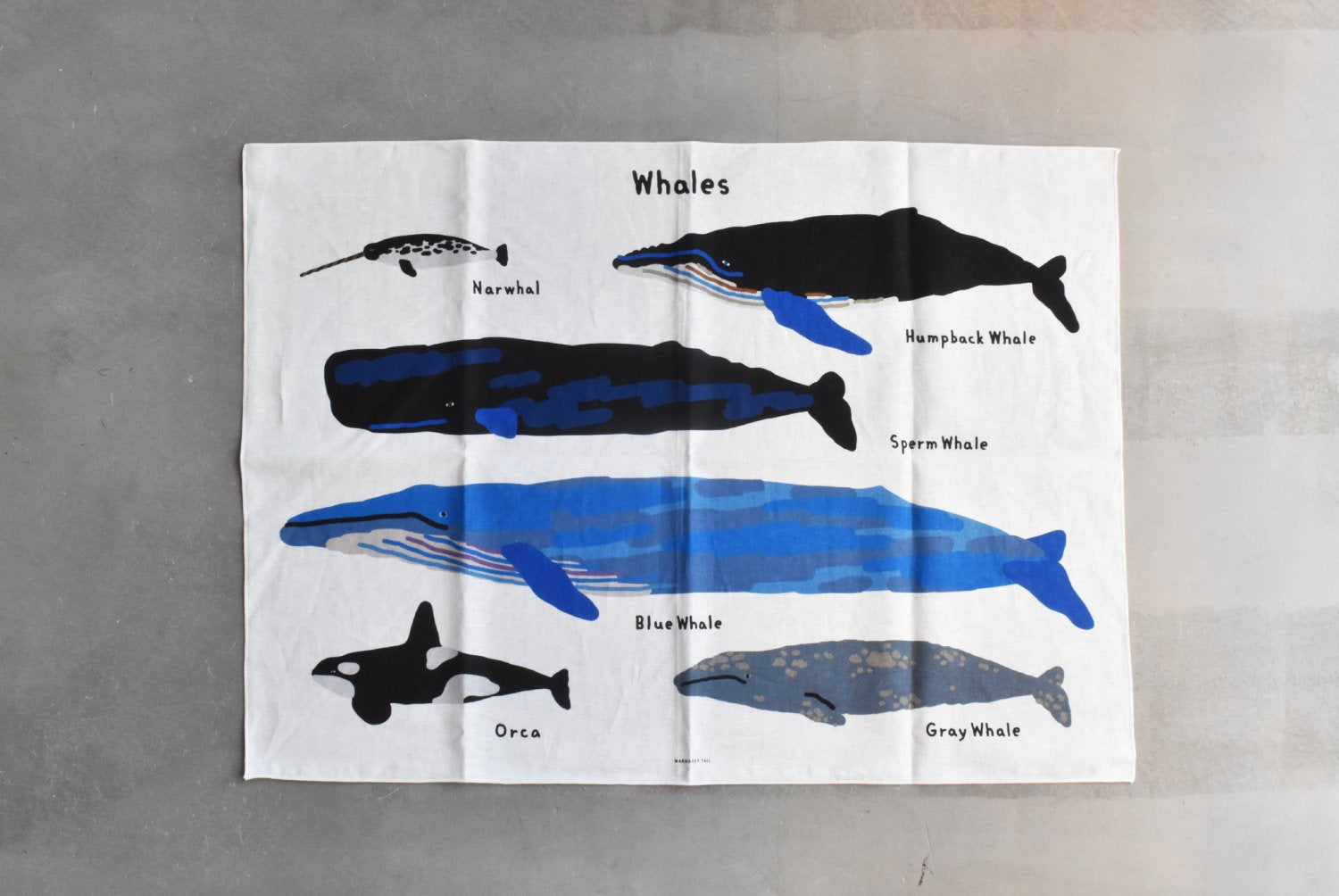 【バーンストア】WARMGREY TAIL / WHALES FABRIC 500mm x 700mm