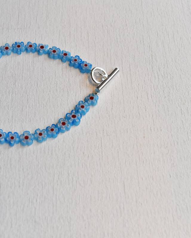 ROSETTAPRAYER(ロゼッタプレア) / MILLEFIORI FLOWER BEADS BRACELET- BLUE/RED【バーンストア】