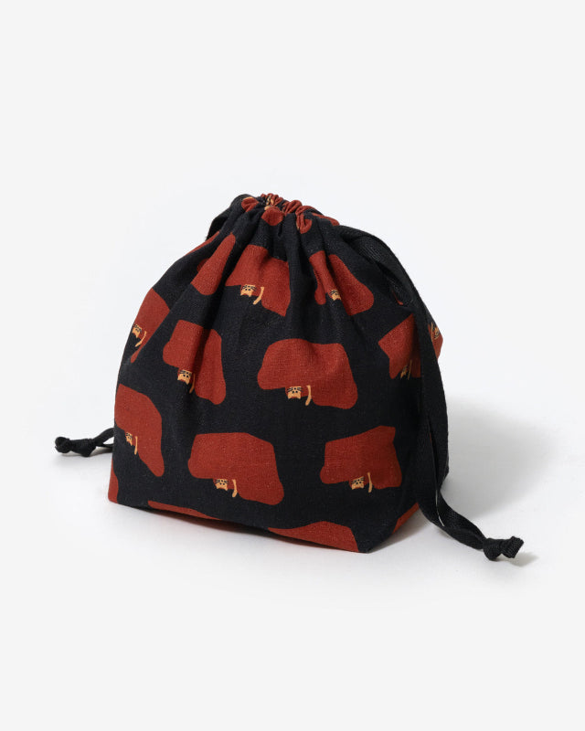 【バーンストア】WARMGREY TAIL / ARMCHAIR STRING POUCH - RED ON BLACK
