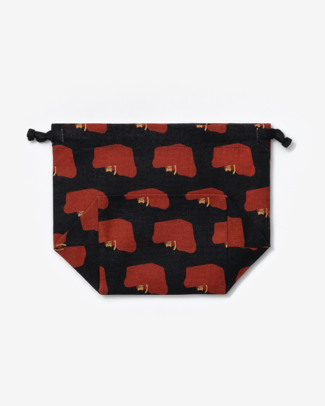 【バーンストア】WARMGREY TAIL / ARMCHAIR STRING POUCH - RED ON BLACK
