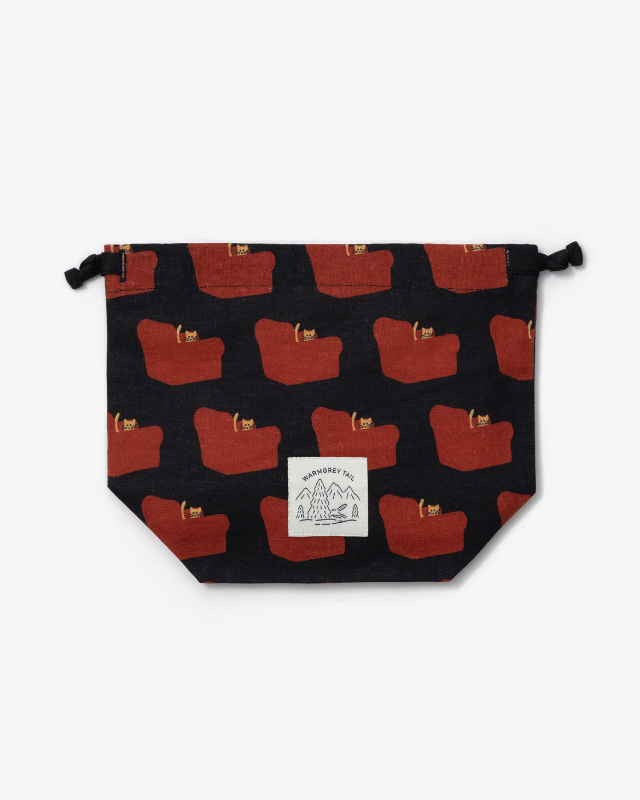 【バーンストア】WARMGREY TAIL / ARMCHAIR STRING POUCH - RED ON BLACK