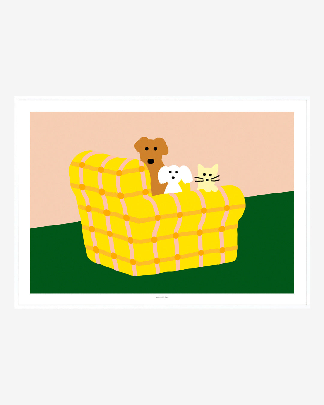 WARMGREY TAIL(ウォームグレーテール)/ ARMCHAIR DOGS & CAT POSTER 500mm x 700mm (フレーム付き)【バーンストア】