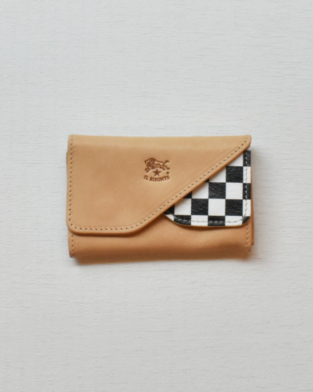 【イルビゾンテ】チェッカー プリント レザー カードケース 54262306460