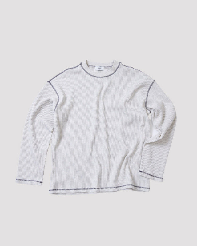 【バーンストア】ooowl / WAFFLE LONG SLEEVE TSHIRT FLAT LOVE OATMEAL
