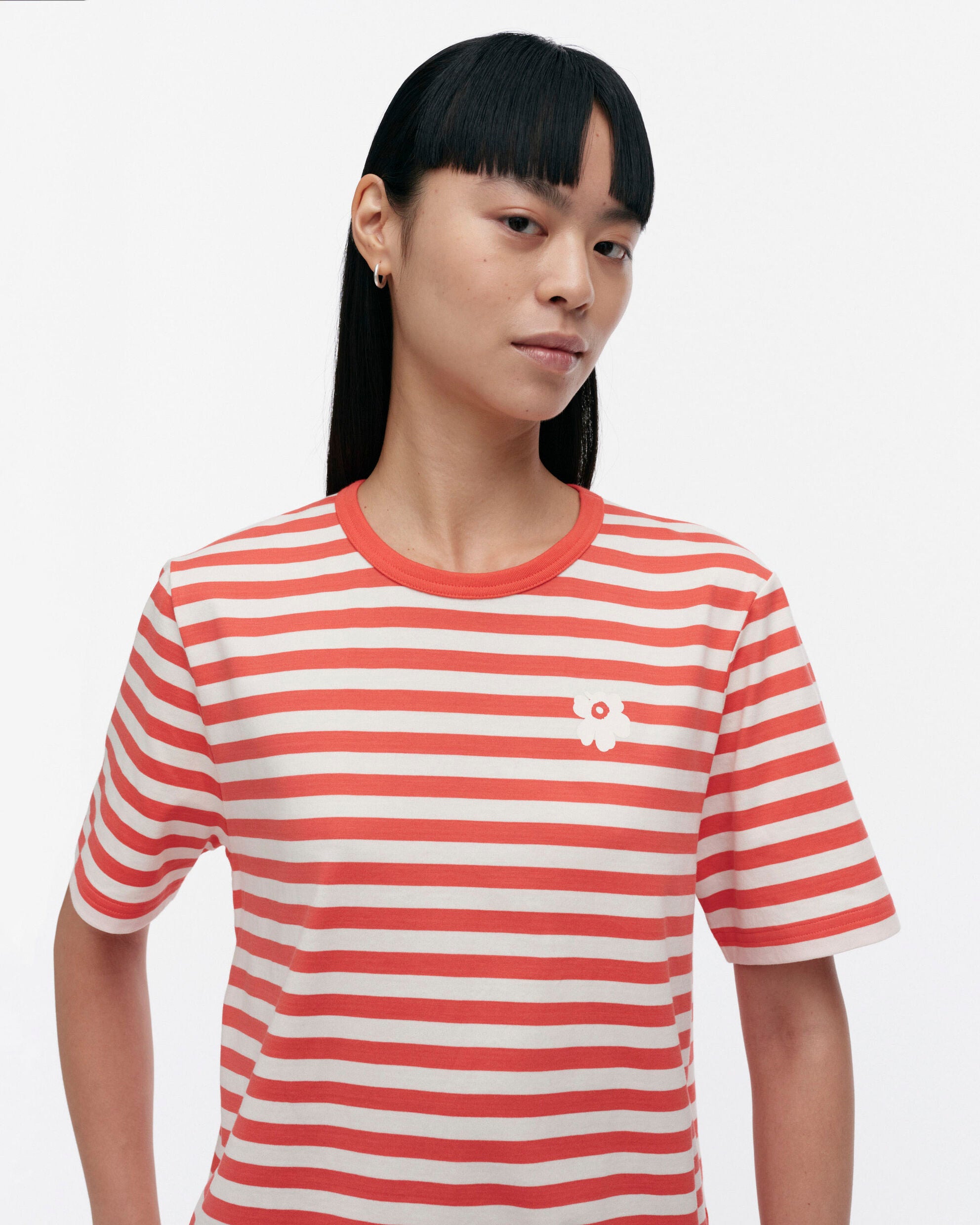 【マリメッコ】Kioski Tasaraita Unikko Tシャツ 52254194545