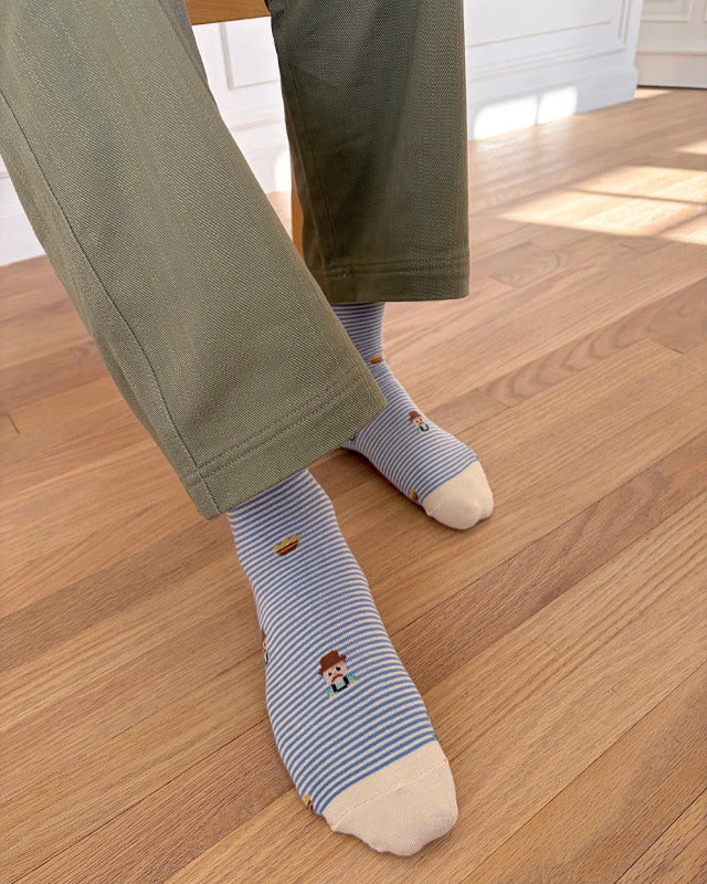 【バーンストア】Bonjour March / farmer socks blue - men