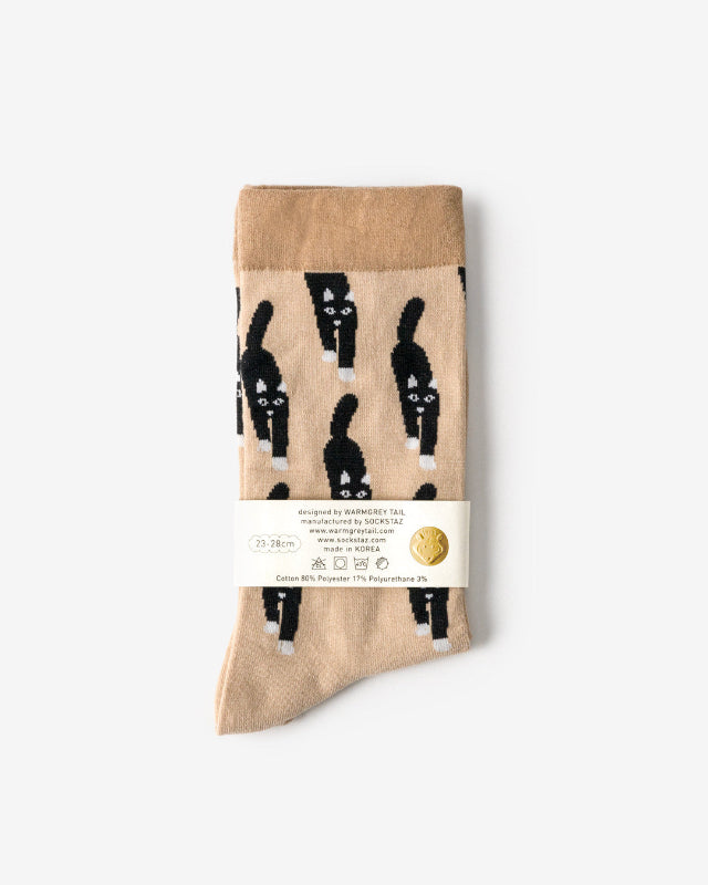 WARMGREY TAIL(ウォームグレーテール)/ CAT COMING SOCKS - BEIGE【バーンストア】