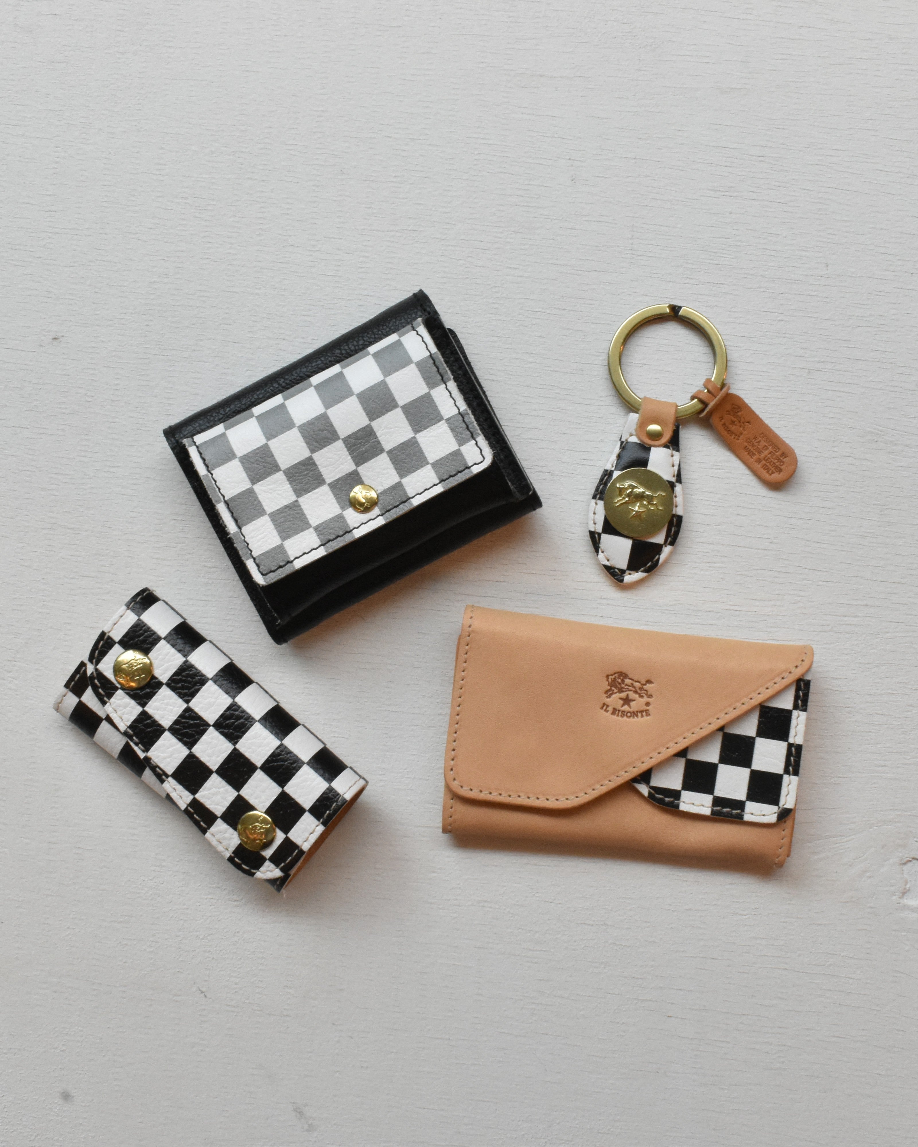 【イルビゾンテ】チェッカー プリント レザー トリフォルドウォレット 54262308241