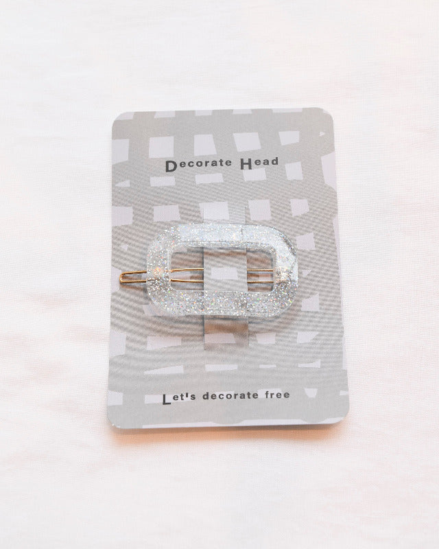 BIB MILK(ビブミルク) / DECORATE HEAD SQUARE FRAME BARRETTE グリッターシルバー 【バーンストア】