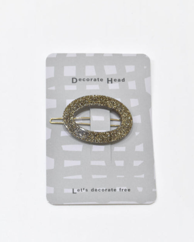 BIB MILK(ビブミルク) / DECORATE HEAD GLITTER OVAL FRAME BARRETTE ブラウン【バーンストア】