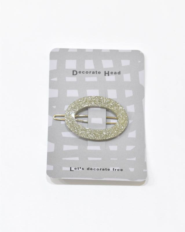 BIB MILK(ビブミルク) / DECORATE HEAD GLITTER OVAL FRAME BARRETTE シャンパン【バーンストア】