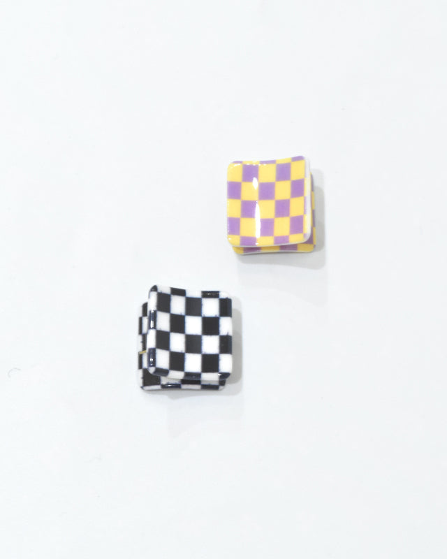 BIB MILK(ビブミルク) / BIBMILK SQUARE CHECK MINI CRAW CLIP 2PCS パープル×ブラック【バーンストア】