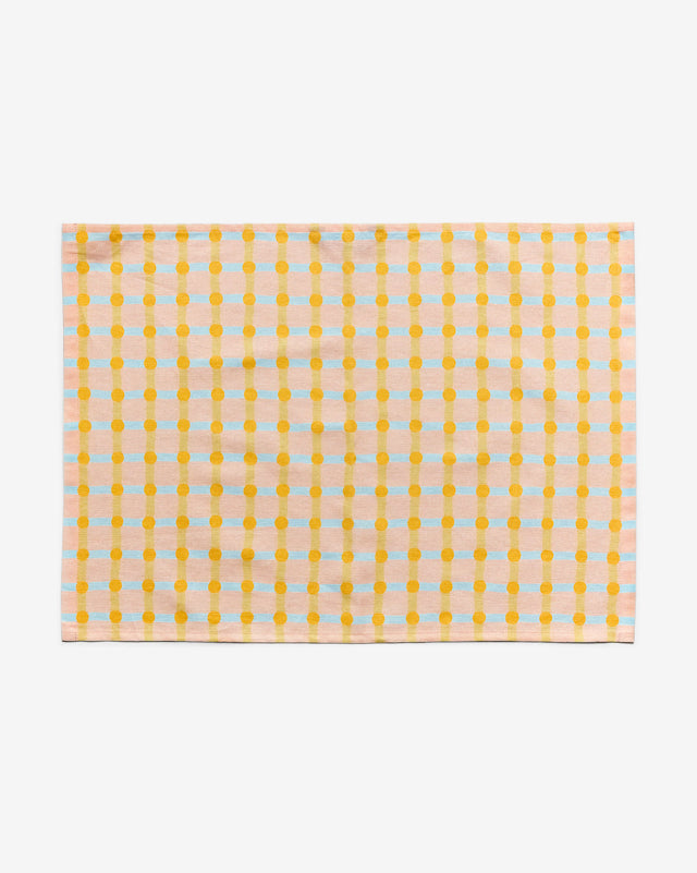 【バーンストア】WARMGREY TAIL / DOT CHECK KITCHEN CLOTH - ORANGE ON PINK キッチンクロス