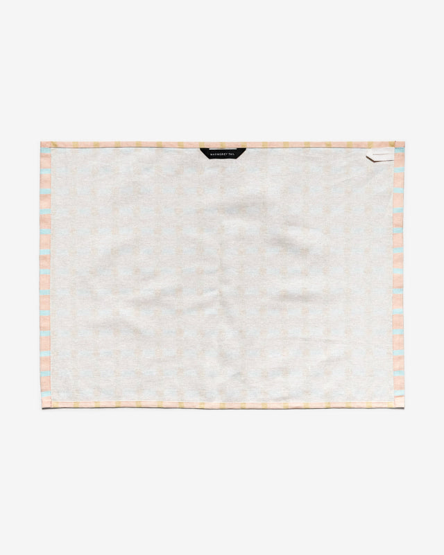 【バーンストア】WARMGREY TAIL / DOT CHECK KITCHEN CLOTH - ORANGE ON PINK キッチンクロス