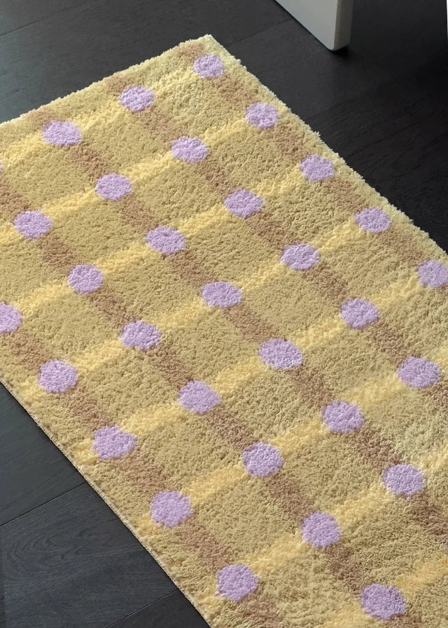 WARMGREY TAIL(ウォームグレーテール)/ DOT CHECK RUG - LAVENDER ON SAND (140x45cm)【バーンストア】