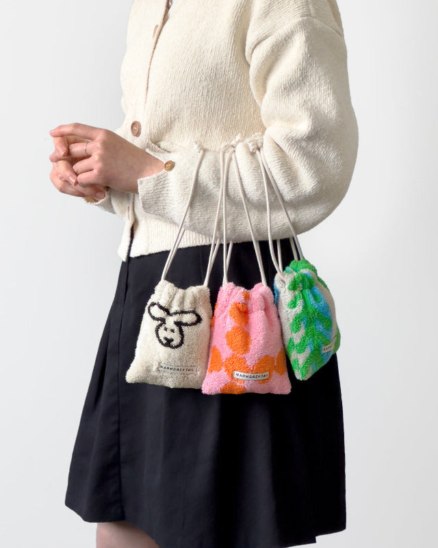 WARMGREY TAIL(ウォームグレーテール)/BUNNY BUNNY TERRY POUCH - GREY STRIPE【バーンストア】