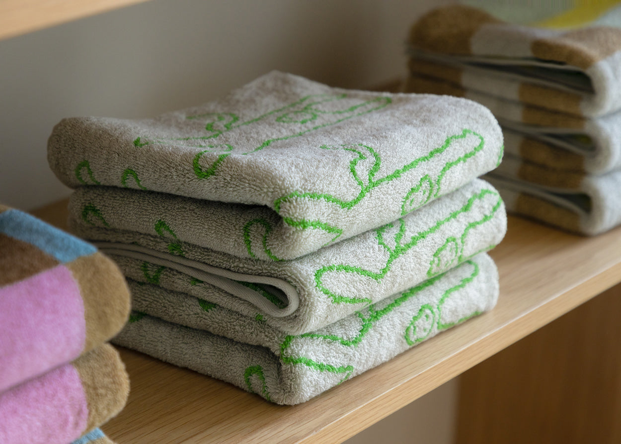 【バーンストア】WARMGREY TAIL / MONKEY FACE TOWEL - GREEN ON GREY
